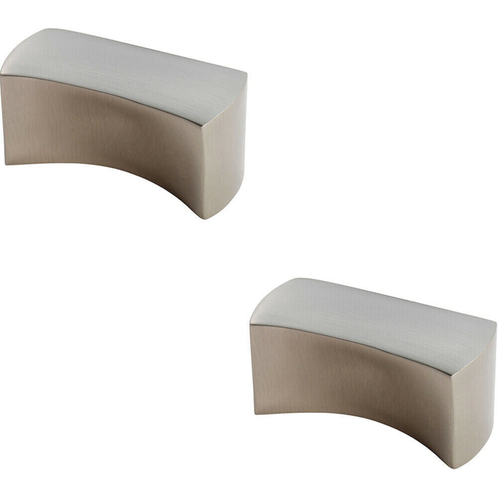 2x Short Smooth Edged Cabinet Infinity Handle 32mm Fixing Centres Satin Nickel