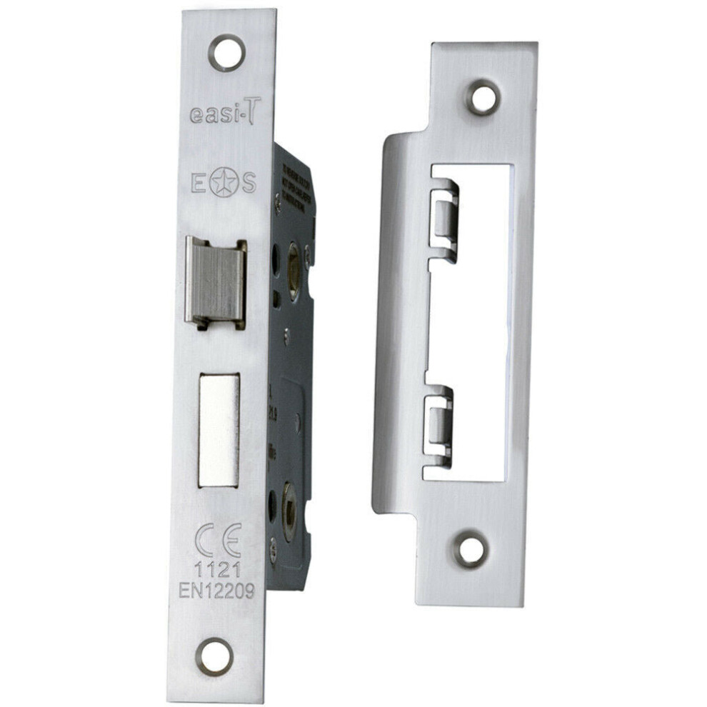 Locking Bathroom Door Sashlock Latch Square Forend 64Mm Satin Nickel 5056492566031