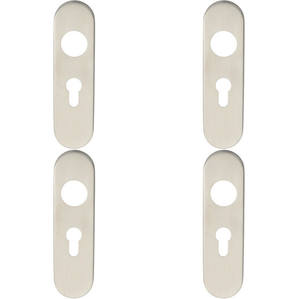 Loops 4X Pair Radius Lock Euro Cylinder Plate Cover 170 X 45 X 8Mm Satin Steel