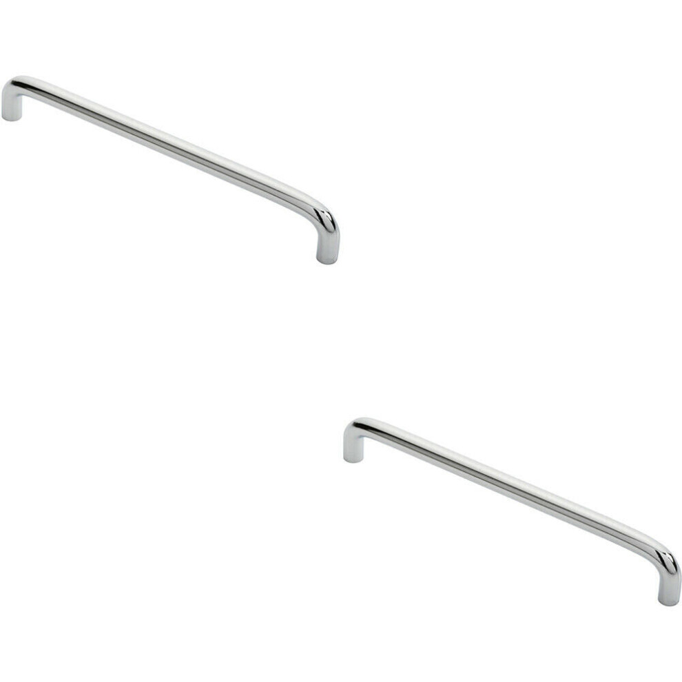 2X Round D Bar Cabinet Pull Handle 202 X 10Mm 192Mm Fixing Centres Chrome 5056492586176