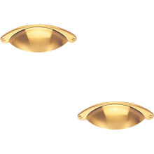 2x Traditional Cup Pull Handle 104 x 26mm 64mm Fixing Centres Satin Brass