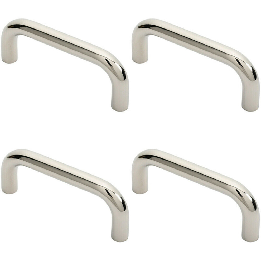 4x Round D Bar Pull Handle 169 x 19mm 150mm Fixing Centres Bright Steel