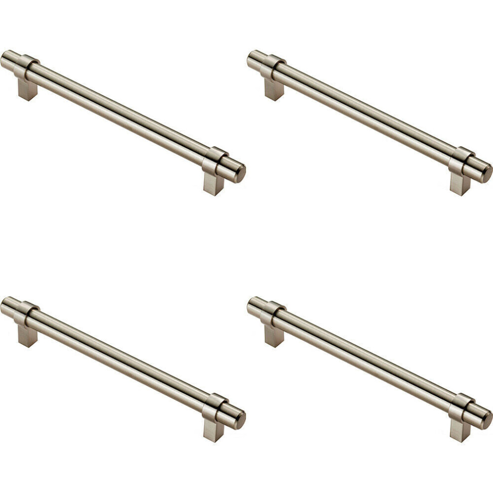 4x Round T Bar Cabinet Pull Handle 200 x 14mm 160mm Fixing Centres Satin Nickel-image-OPC-P8WMBJ7-NEW