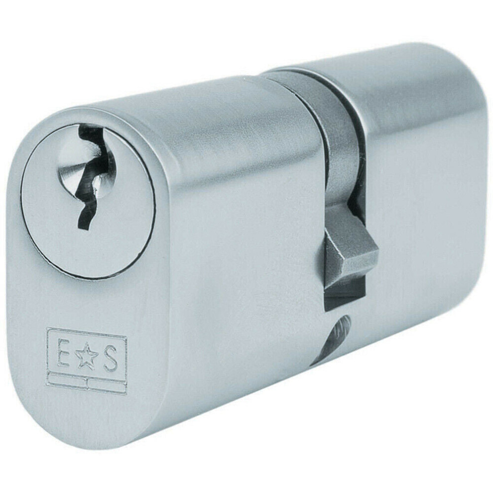 Loops 70Mm Oval Double Cylinder Lock Keyed To Differ 5 Pin Satin Chrome Door