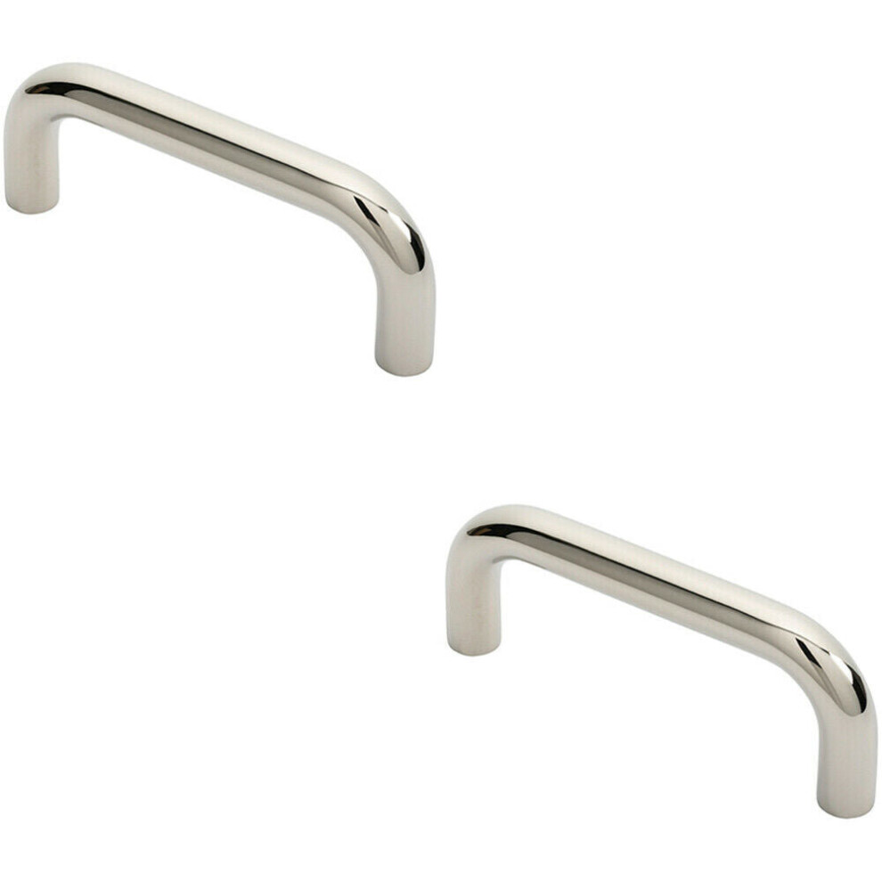 Loops 2X Round D Bar Pull Handle 169 X 19Mm 150Mm Fixing Centres Bright Steel