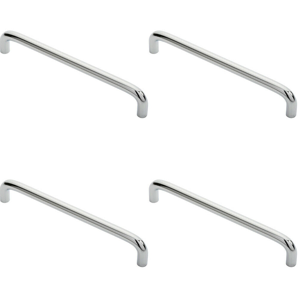 4x Round D Bar Cabinet Pull Handle 170 x 10mm 160mm Fixing Centres Chrome