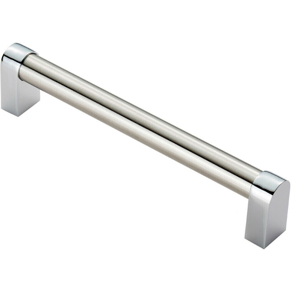 Loops Round Tube Pull Handle 176 X 16Mm 160Mm Fixing Centres Satin Nickel & Chrome