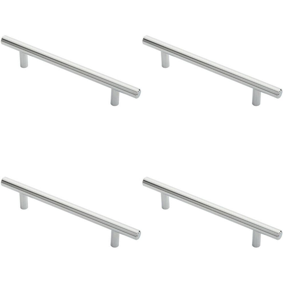 Loops 4X Round T Bar Cabinet Pull Handle 188 X 12Mm 128Mm Fixing Centres Chrome