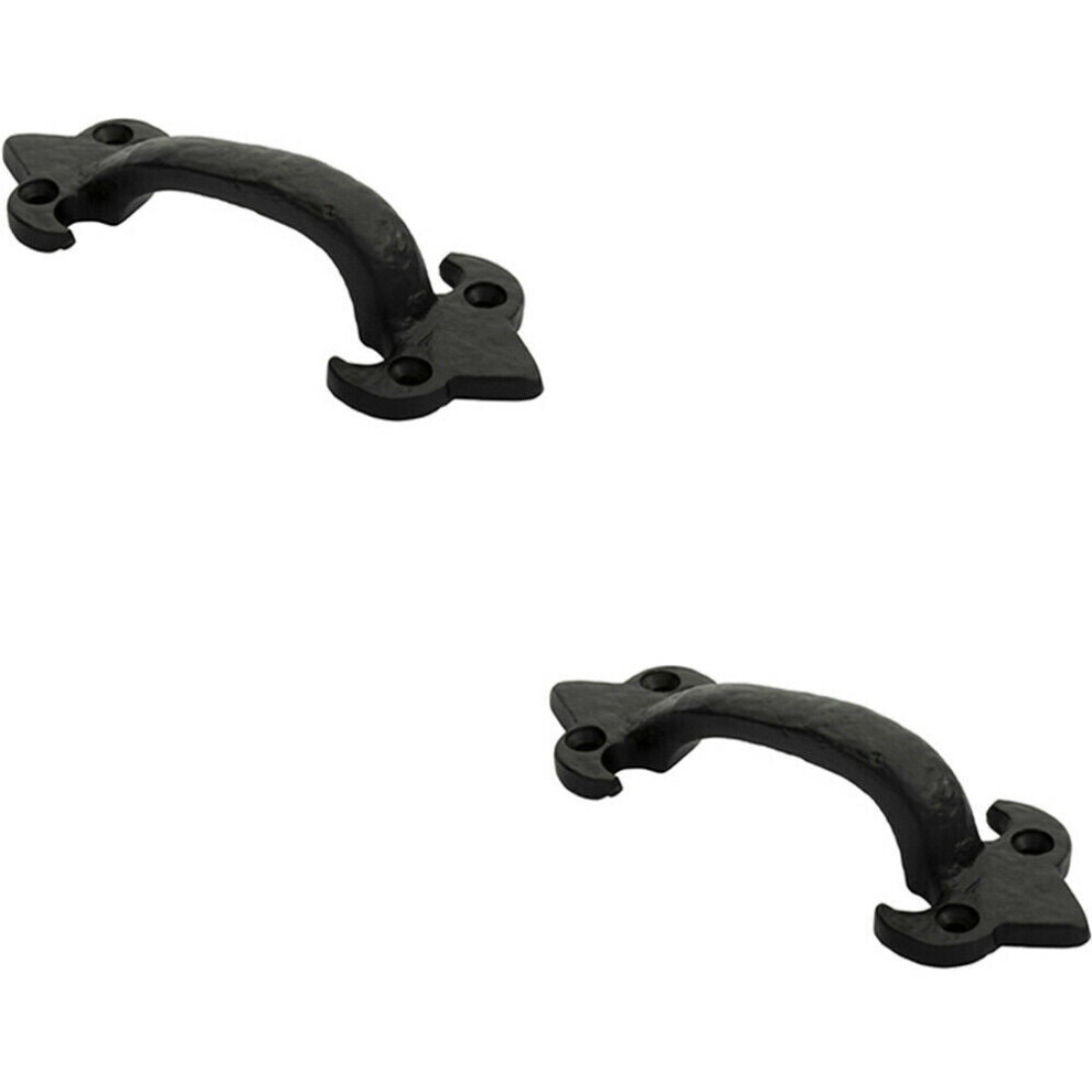 Loops 2X Traditional Forged Iron Pull Handle 132 X 50Mm Black Antique Door Handle