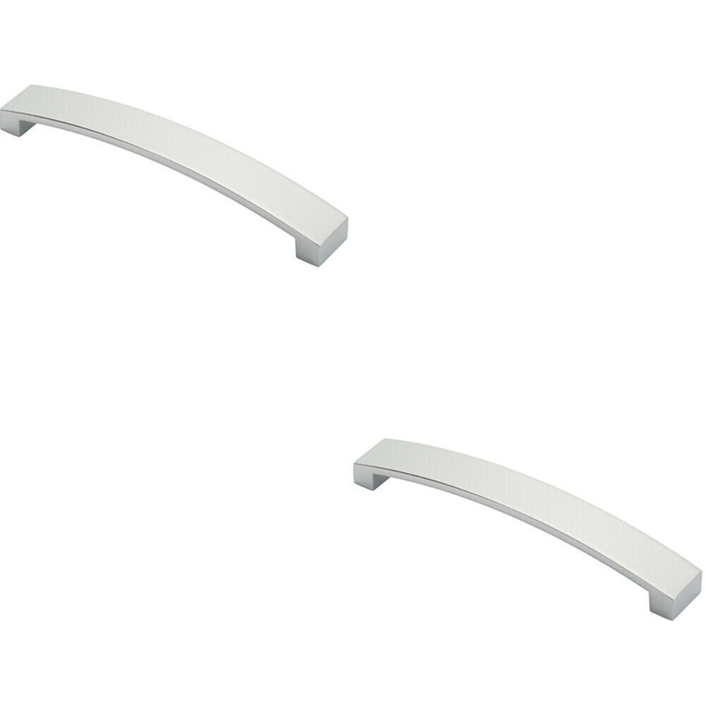 2X Flat Curved Bow Pull Handle 172 X 25Mm 160Mm Fixing Centres Polished Chrome 5056492586695
