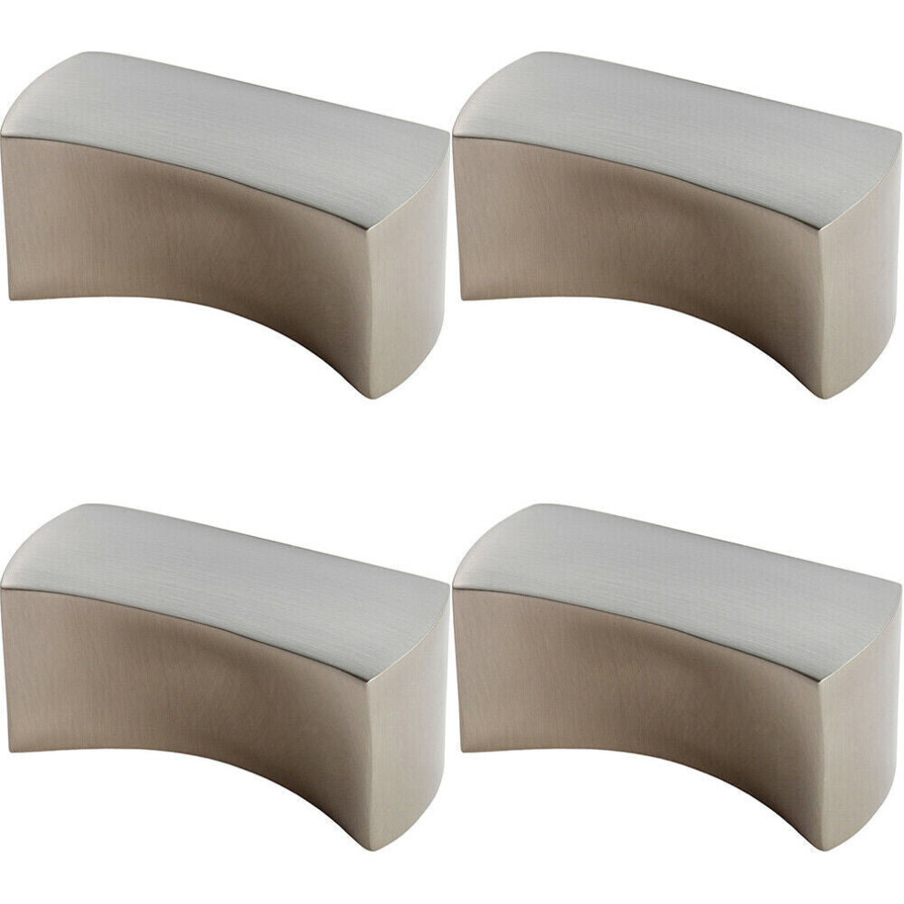 4x Short Smooth Edged Cabinet Infinity Handle 32mm Fixing Centres Satin Nickel