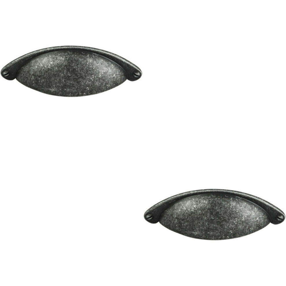 2x Traditional Cup Pull Handle 104 x 26mm 64mm Fixing Centres Pewter