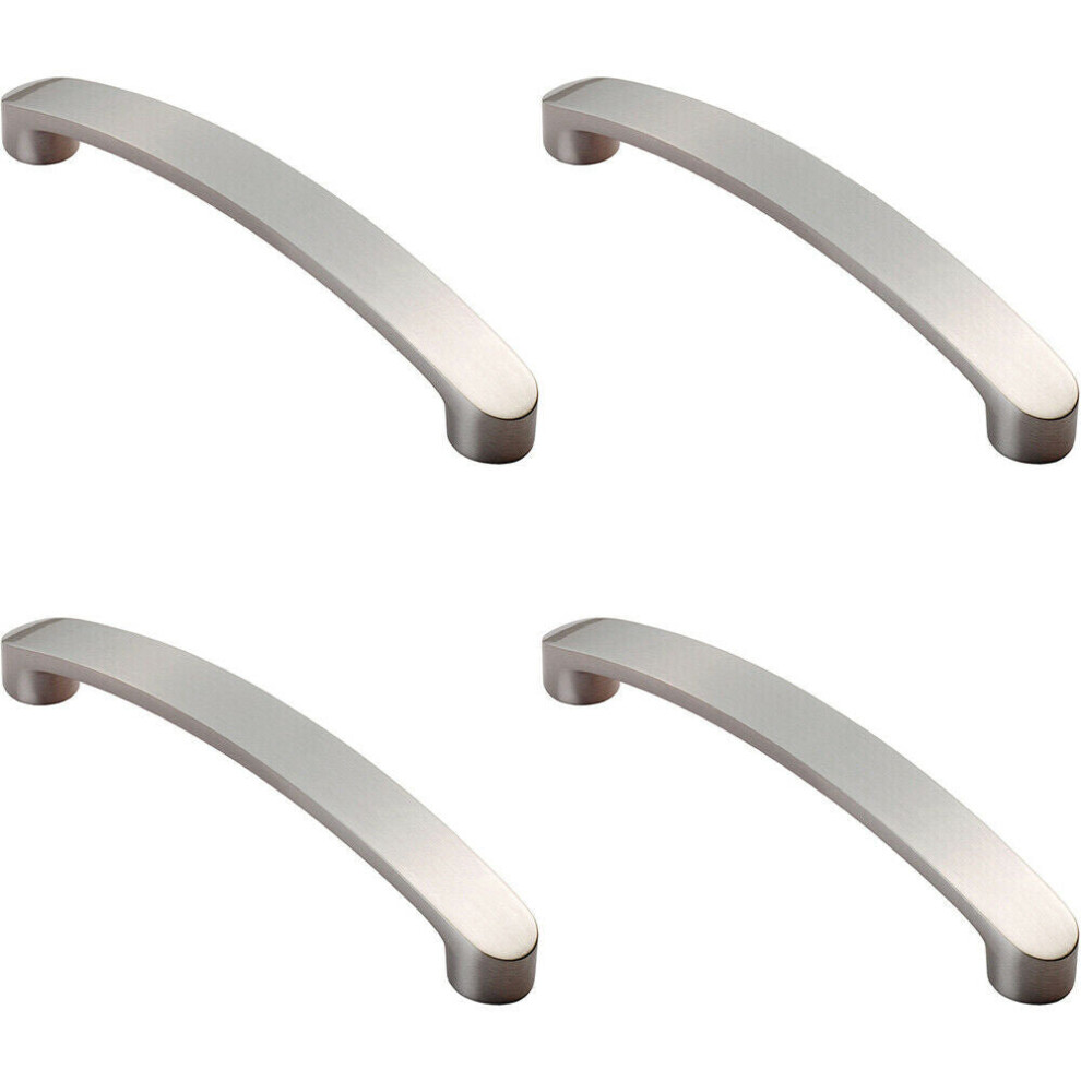 Loops 4X Flat Fronted Bow Pull Handle 140 X 12Mm 128Mm Fixing Centres Satin Nickel