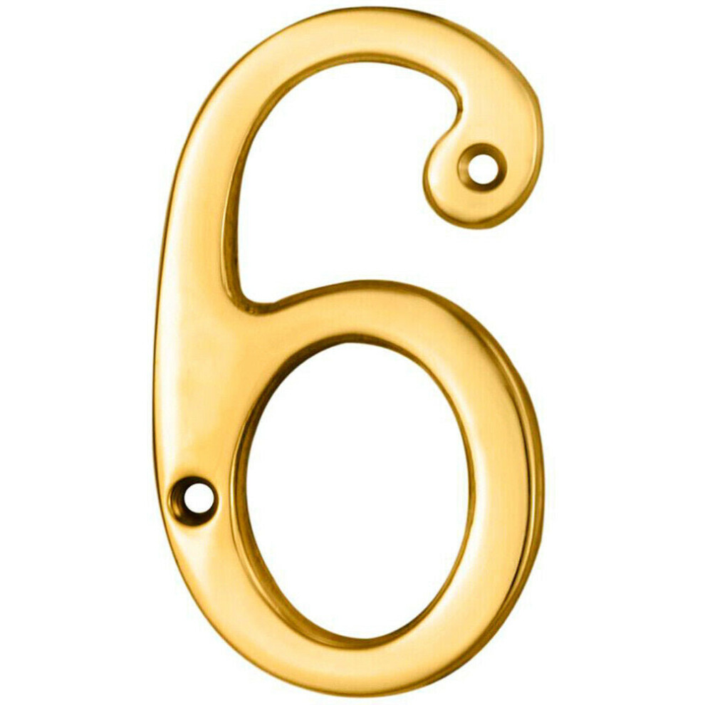Loops Polished Brass Door Number 6/9 75Mm Height 4Mm Depth House Numeral Plaque