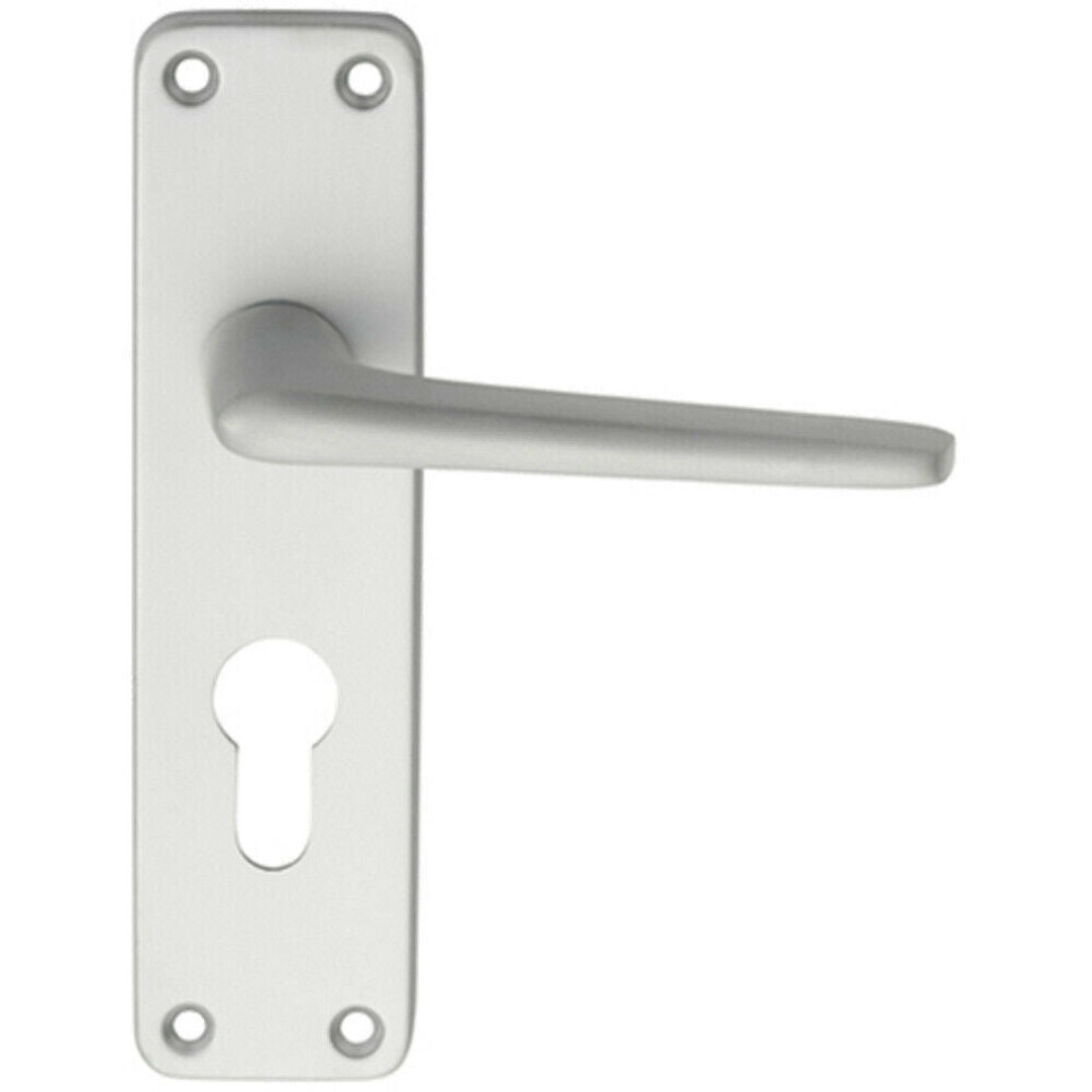 PAIR Straight Tapered Lever on Euro Lock Backplate 152 x 41mm Satin Aluminium