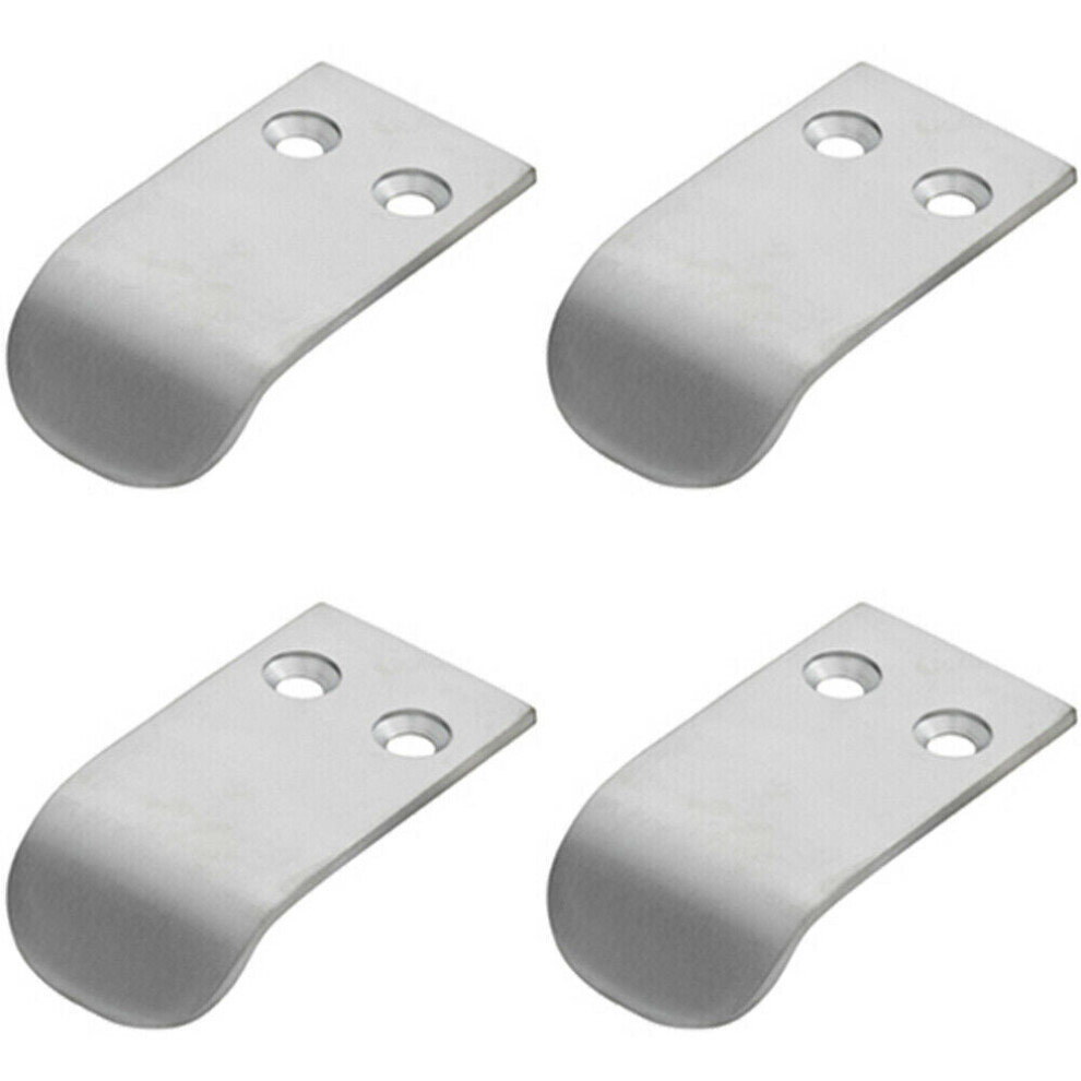 4x Semi Concealed Cabinet Finger Pull Handle 12mm Fixing Centres Satin Chrome