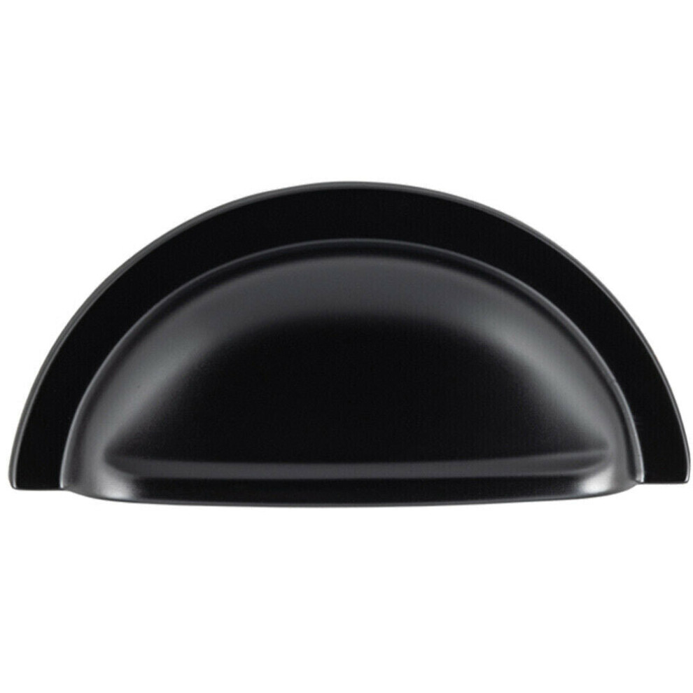 Cabinet Cup Pull Handle 91 X 45Mm 76Mm Fixing Centres Matt Black