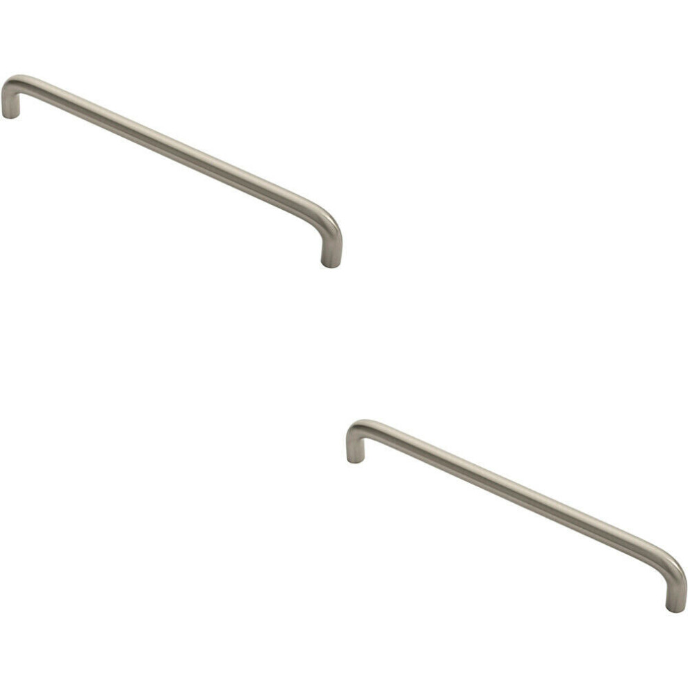 2X Round D Bar Cabinet Pull Handle 202 X 10Mm 192Mm Fixing Centres Satin Nickel 5056492586183