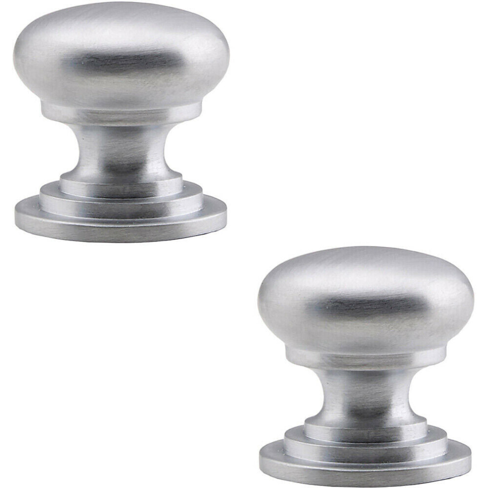 2x Victorian Round Cupboard Door Knob 38mm Dia Satin Chrome Cabinet Handle