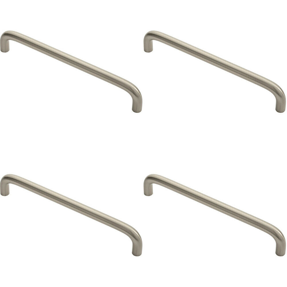 4X Round D Bar Cabinet Pull Handle 170 X 10Mm 160Mm Fixing Centres Satin Nickel 5056524201169