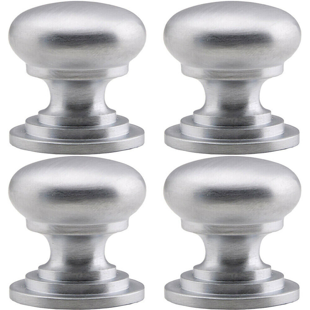 4x Victorian Round Cupboard Door Knob 38mm Dia Satin Chrome Cabinet Handle