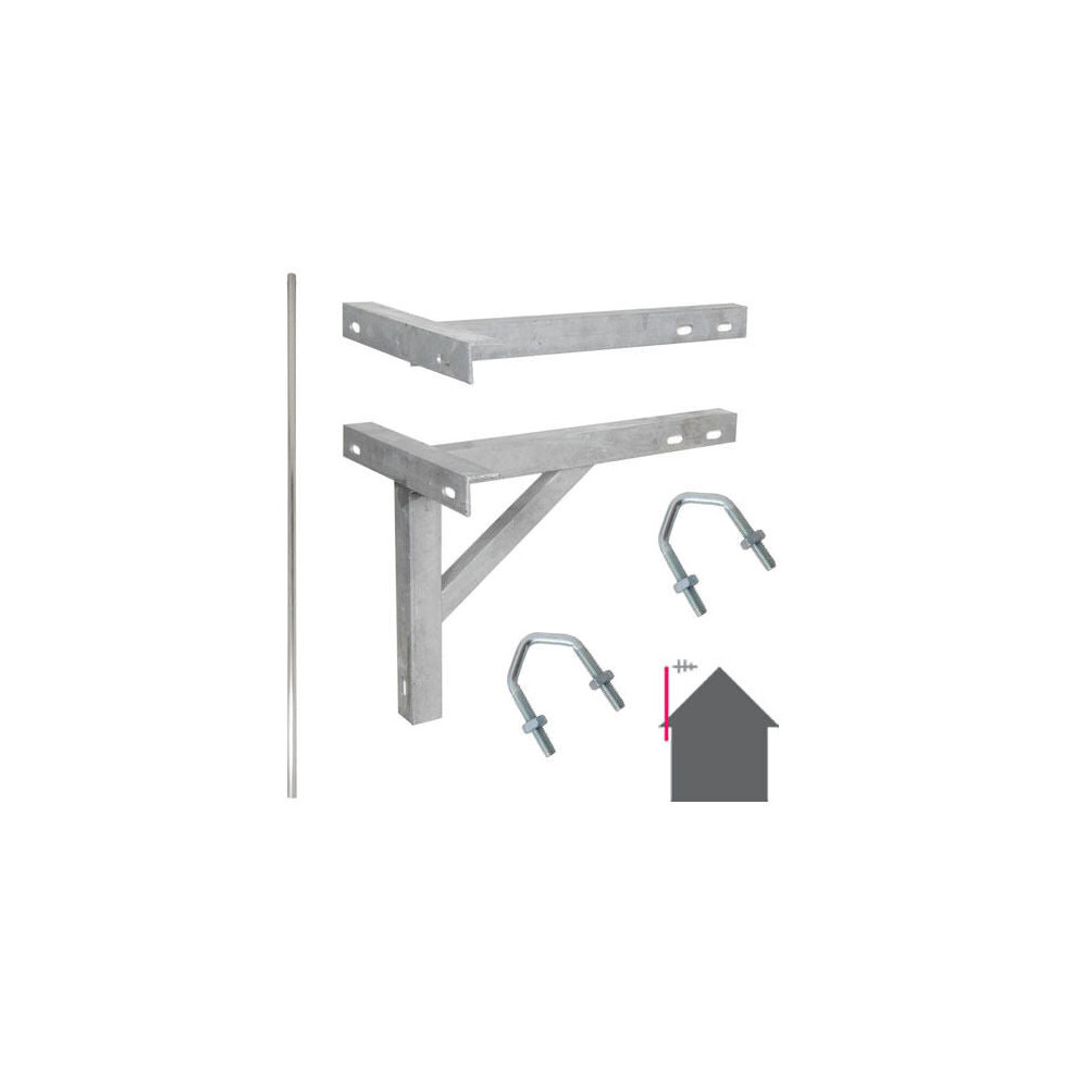 8 Foot 2.44m TV Aerial Pole & T K Bracket Long Mast Wall Mounting Install Kit