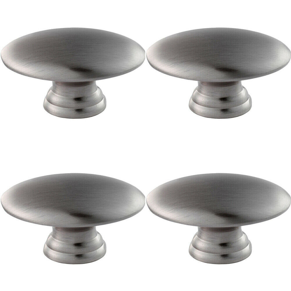 Loops 4X Oval Cabinet Door Knob On Tiered Oval Stem Satin Nickel Cupboard Handle
