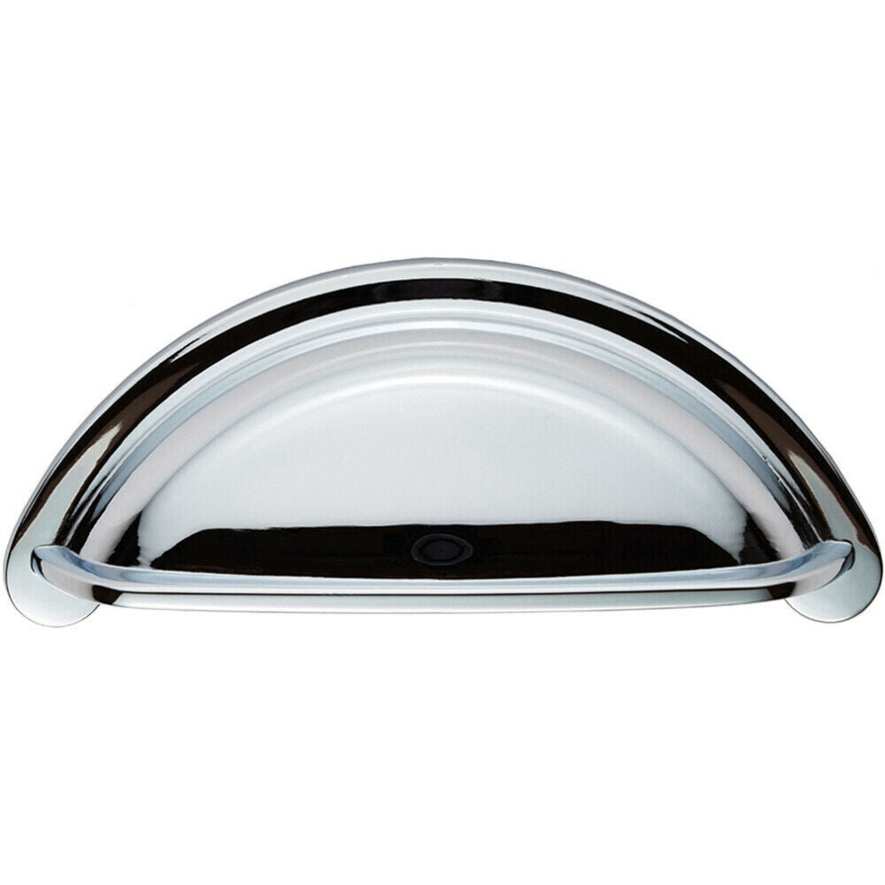 Loops Cabinet Cup Pull Handle 94 X 41.5Mm 76Mm Fixing Centres Polished Chrome