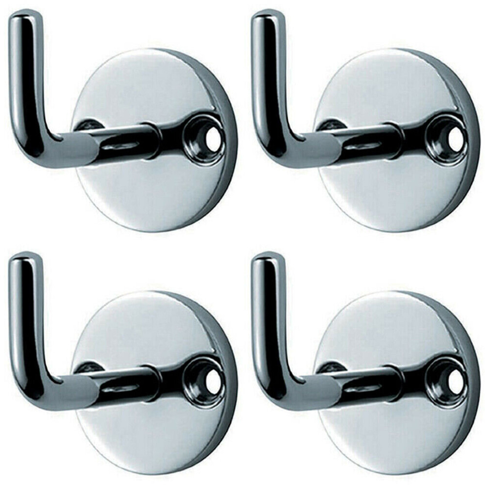 Loops 4X Slimline Coat Hook On Round Rose 45Mm Projection Bright Stainless Steel