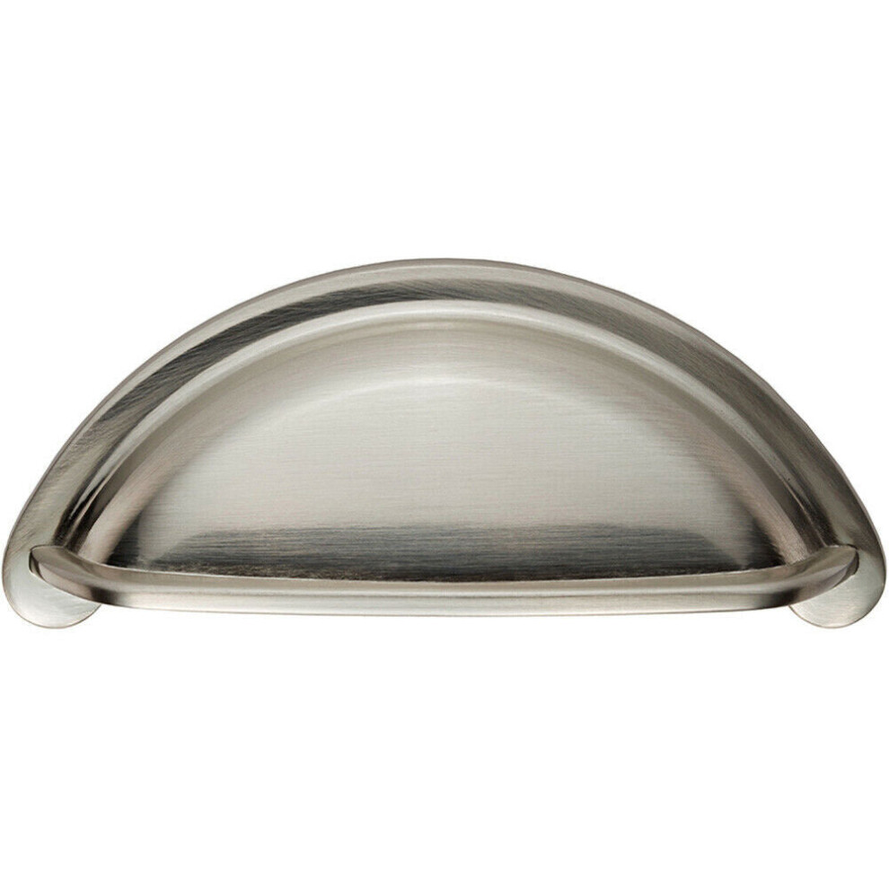 Loops Cabinet Cup Pull Handle 94 X 41.5Mm 76Mm Fixing Centres Satin Nickel