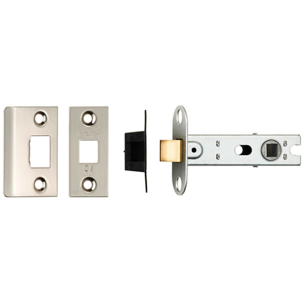 Loops 76Mm Tubular Mortice Door Latch Bolt Through Square Forends Nickel Plated