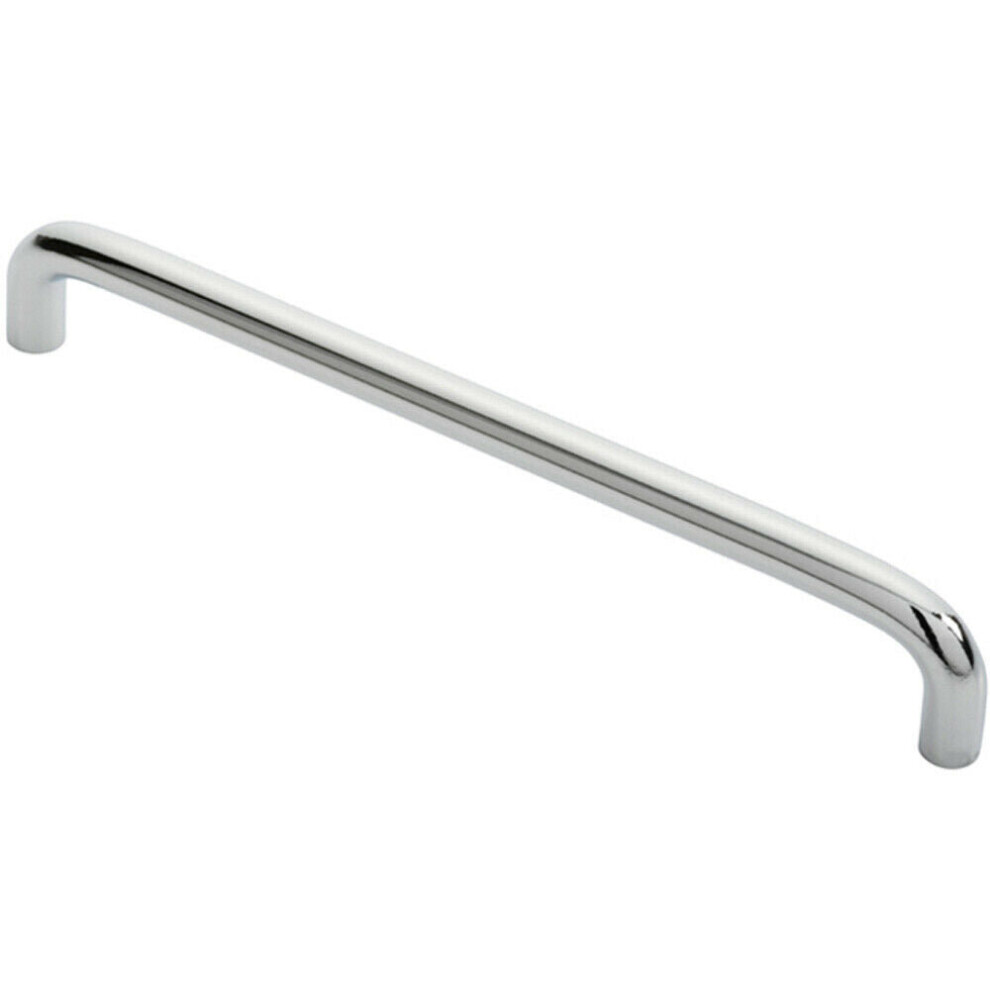 Round D Bar Cabinet Pull Handle 202 x 10mm 192mm Fixing Centres Chrome