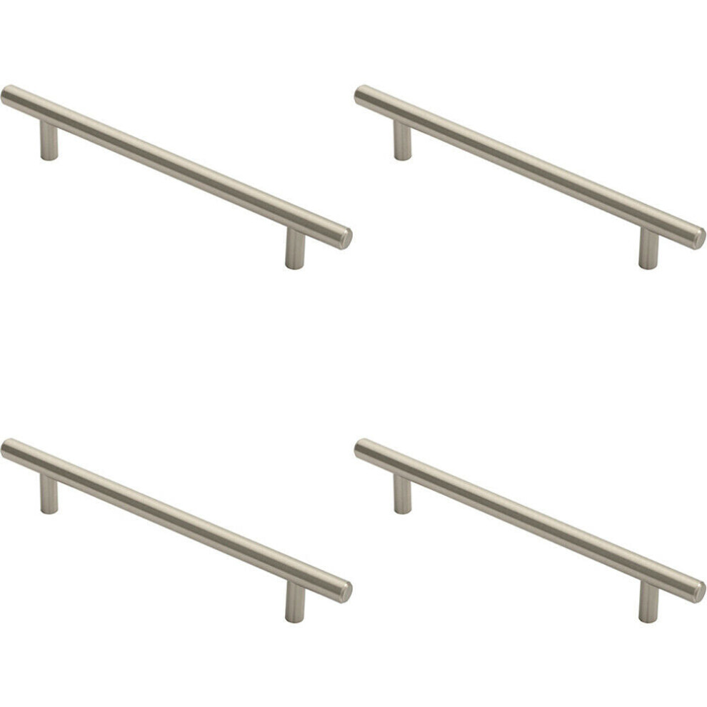 Loops 4X Round T Bar Cabinet Pull Handle 220 X 12Mm 160Mm Fixing Centres Satin Nickel