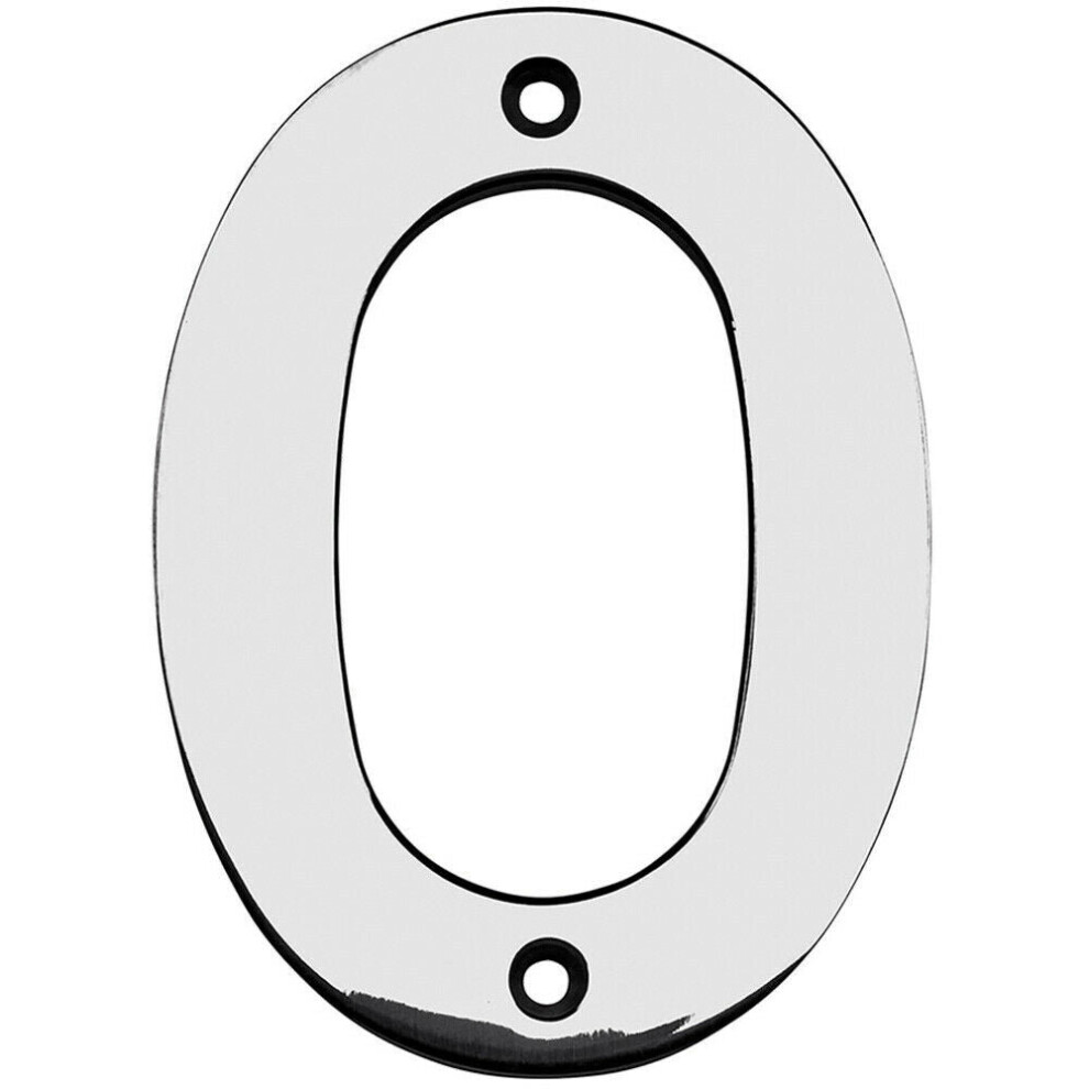 100mm Front Door Numerals '0' 82mm Fixing Centres Bright Stainless Steel