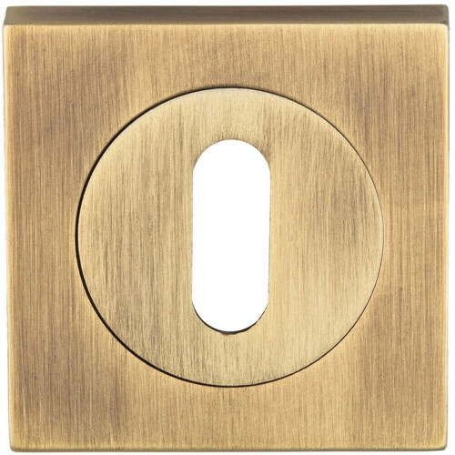 Loops Square Lock Profile Escutcheon 51 x 51mm Concealed Fix Antique Brass