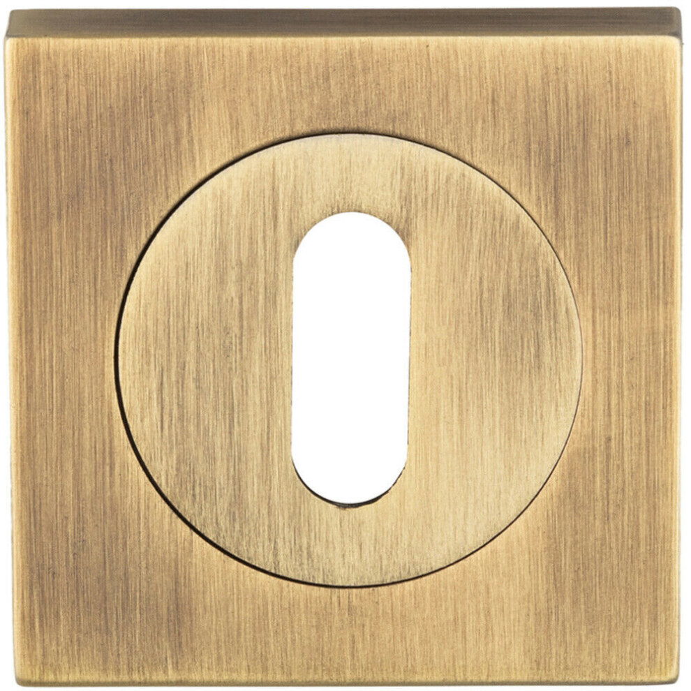 Square Lock Profile Escutcheon 51 X 51Mm Concealed Fix Antique Brass 5056492563153