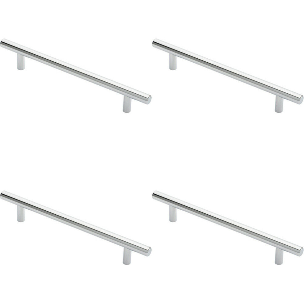 4x Round T Bar Cabinet Pull Handle 220 x 12mm 160mm Fixing Centres Chrome-image-OPC-P8WJZYX-NEW