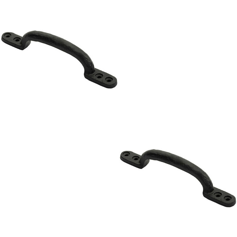 Loops 2X Forged Iron Hotbed Pull Handle 152 X 18Mm Black Antique Door Handle