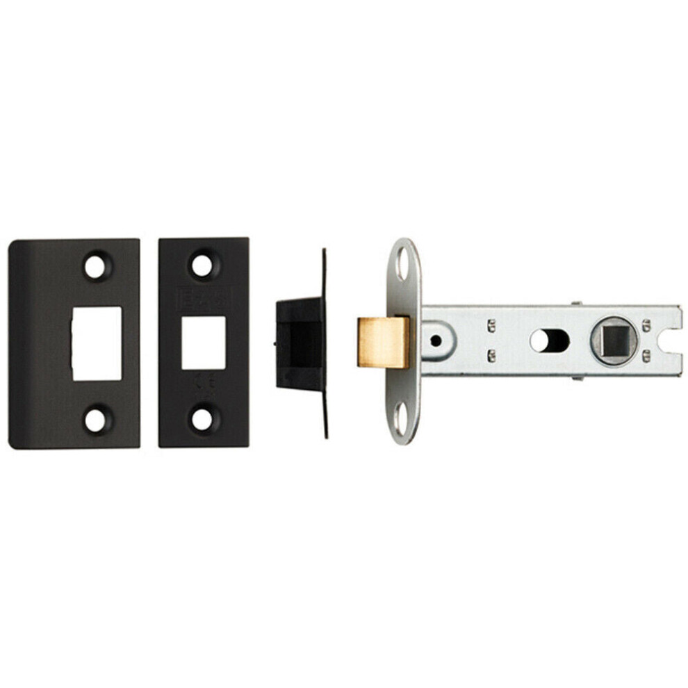 76mm Tubular Mortice Door Latch Bolt Through Square Forends Matt Black