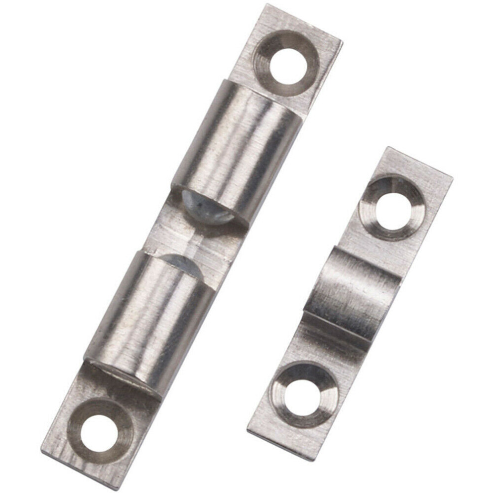 Double Ball Roller Cupboard Catch 50 x 9mm 40mm Fixing Centers Satin Chrome