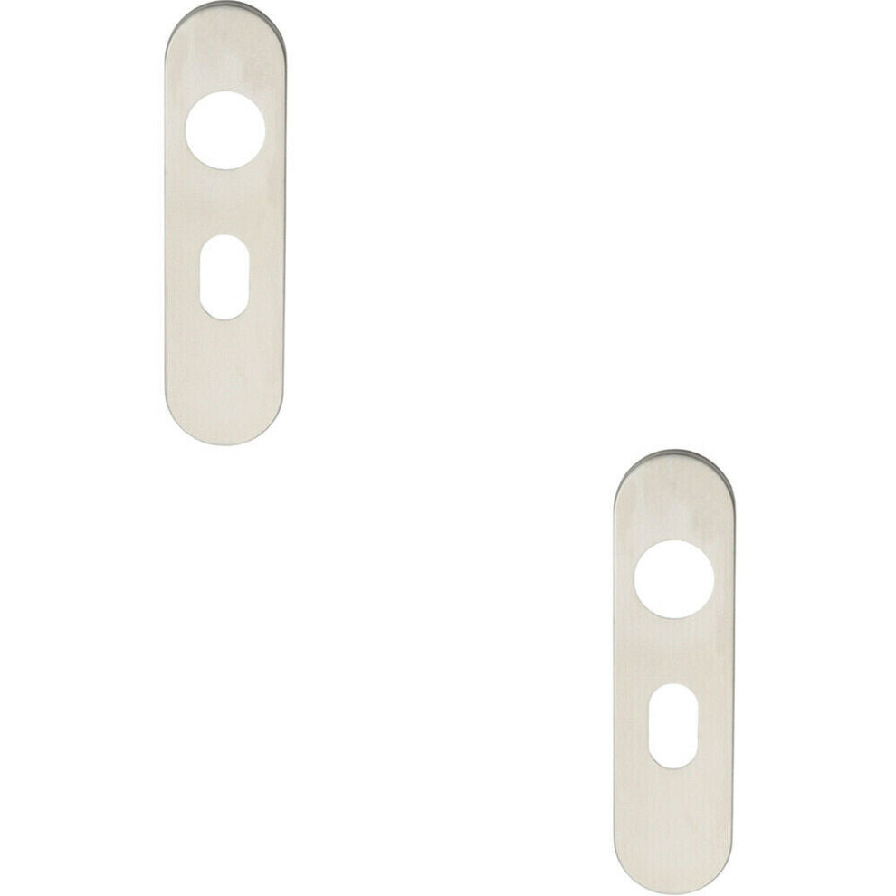 2x PAIR Radius UK Oval Cylinder Plate Cover 170 x 45 x 8mm Satin Steel