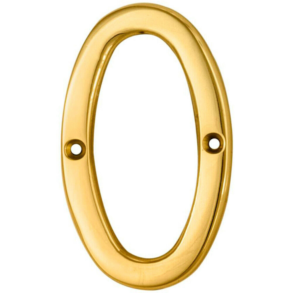 Loops Polished Brass Door Number 0 75Mm Height 4Mm Depth House Numeral Plaque