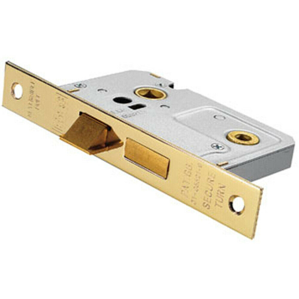 Loops Locking Bathroom Door Sashlock Latch Square Forend 64Mm Electro Brassed