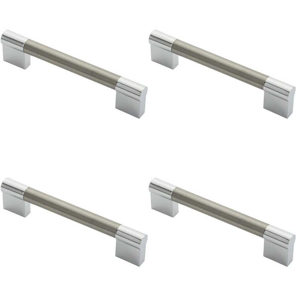 4x Keyhole Bar Pull Handle 140 x 14mm 128mm Fixing Centres Satin Nickel & Chrome