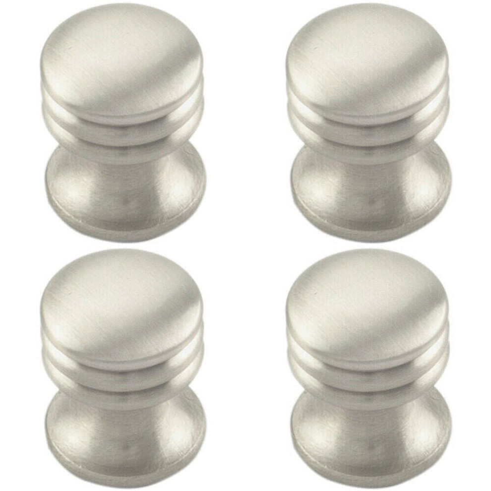 4x One Piece Textured Cupboard Door Knob 15.5mm Diameter Satin Nickel