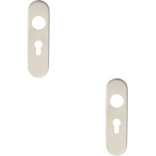 2x PAIR Radius Lock Euro Cylinder Plate Cover 170 x 45 x 8mm Satin Steel