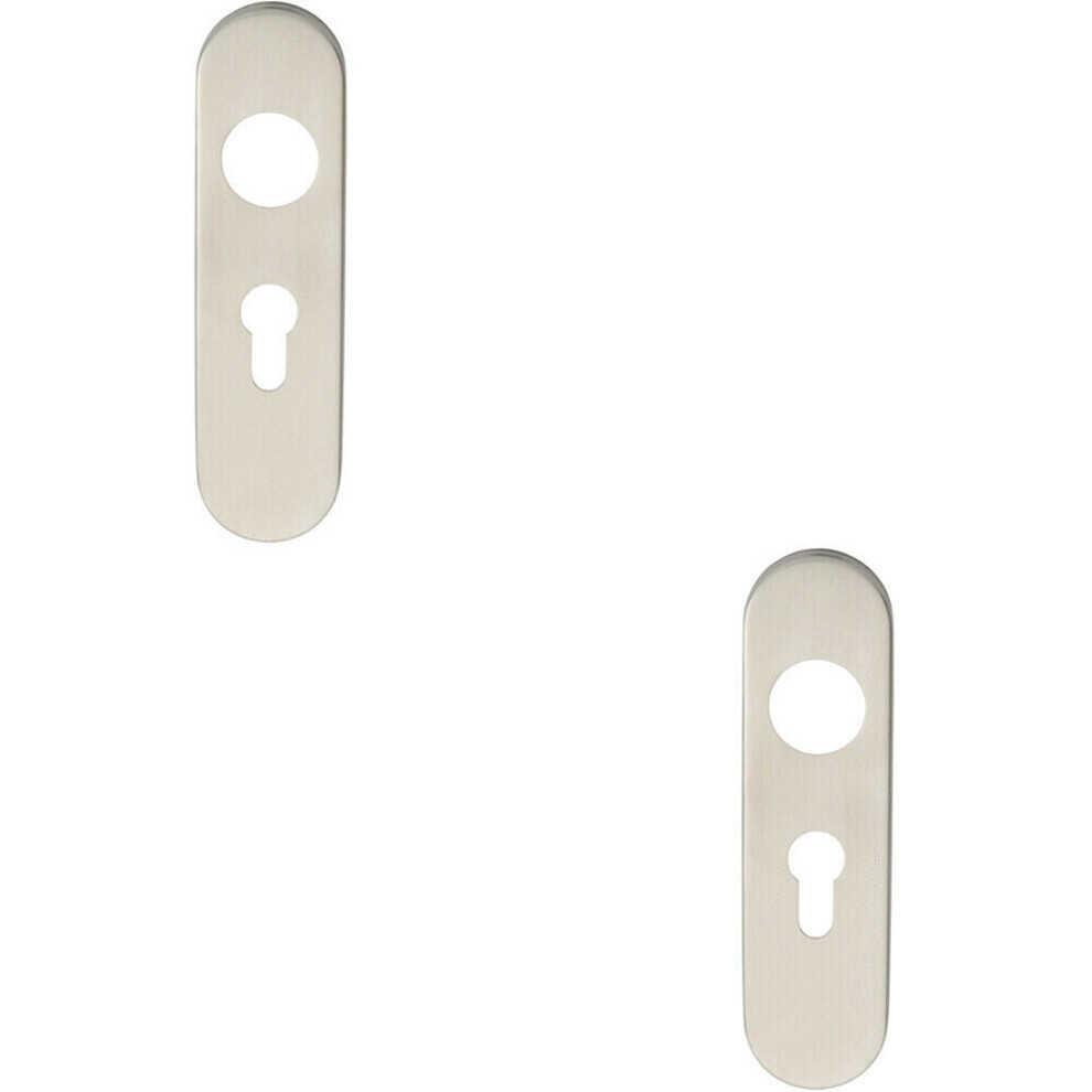 Loops 2X Pair Radius Lock Euro Cylinder Plate Cover 170 X 45 X 8Mm Satin Steel