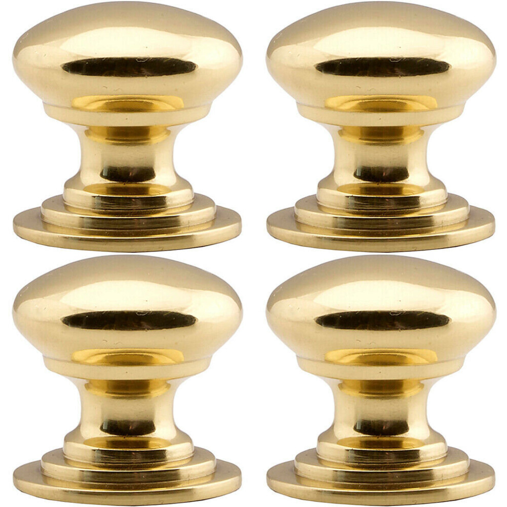 Loops 4X Victorian Round Cupboard Door Knob 38Mm Dia Polished Brass Cabinet Handle