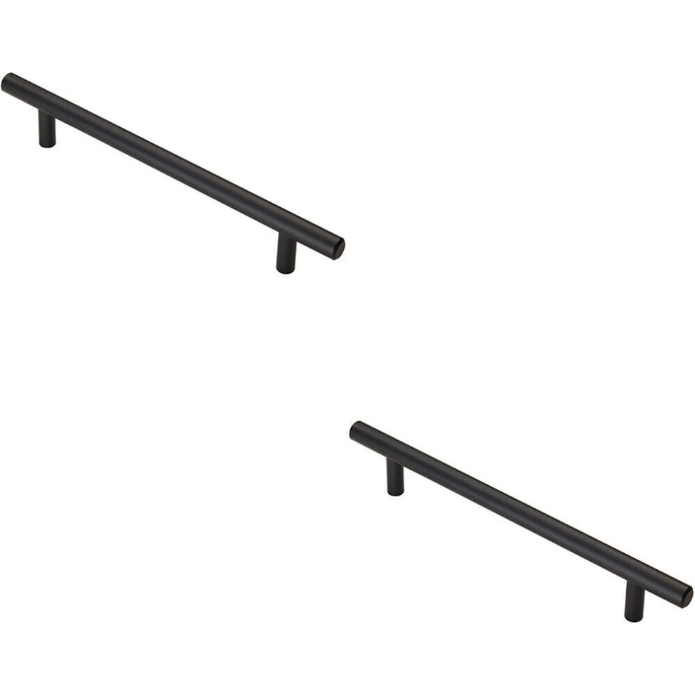 Loops 2X T Bar Cupboard Pull Handle 220 X 12Mm 160Mm Fixing Centres Matt Black