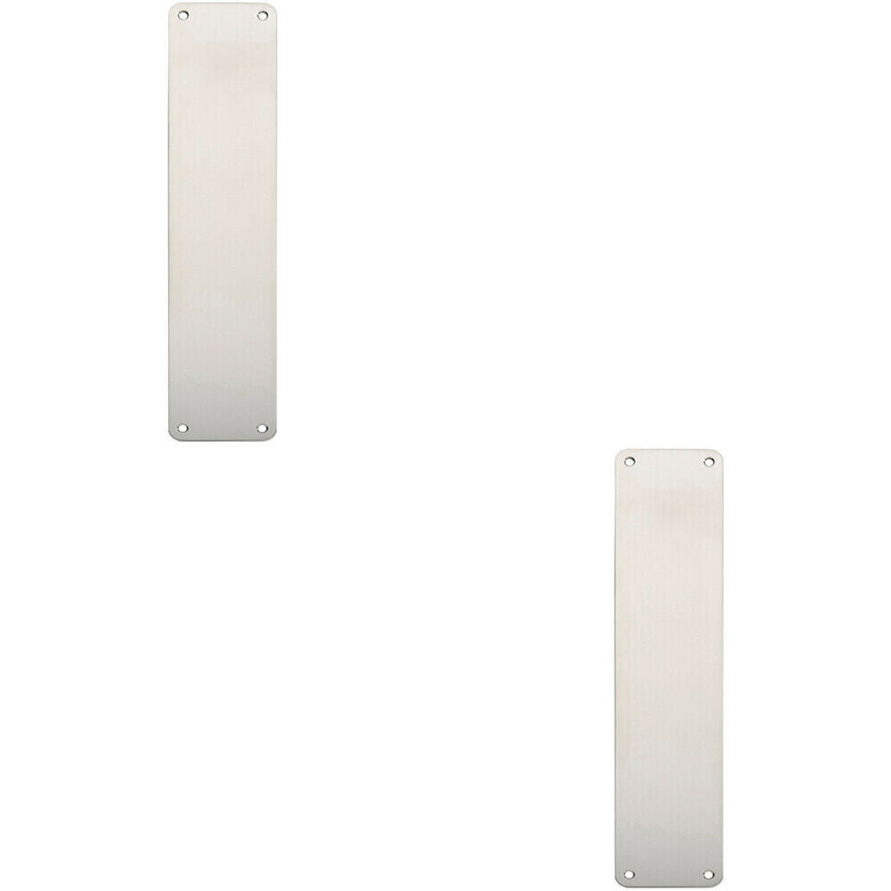 2x Plain Door Finger Plate 350 x 75mm Bright Stainless Steel Push Plate